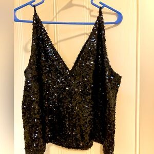 J. Crew Collection Carrie camisole in black sequin.